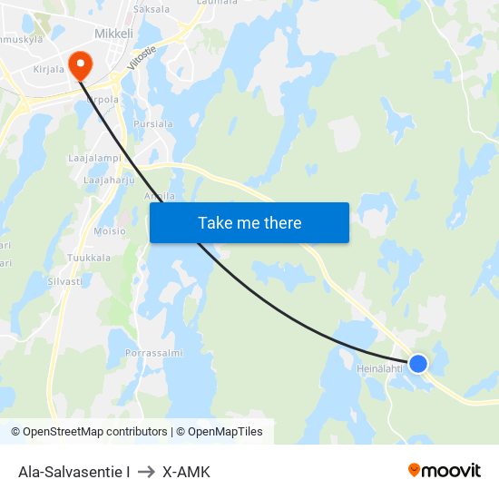 Ala-Salvasentie  I to X-AMK map