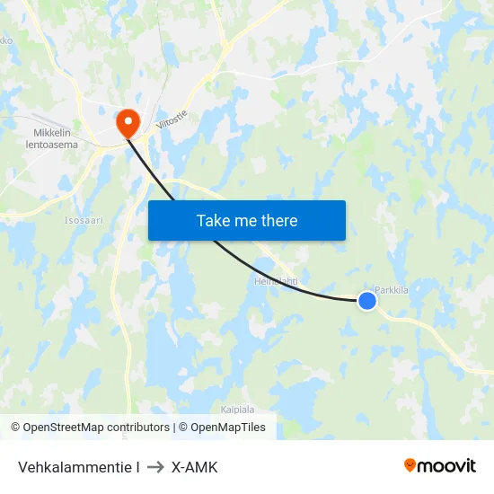 Vehkalammentie  I to X-AMK map
