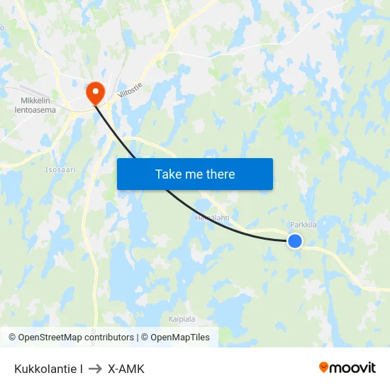 Kukkolantie  I to X-AMK map