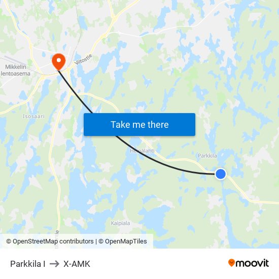 Parkkila  I to X-AMK map