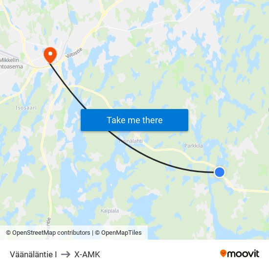 Väänäläntie  I to X-AMK map