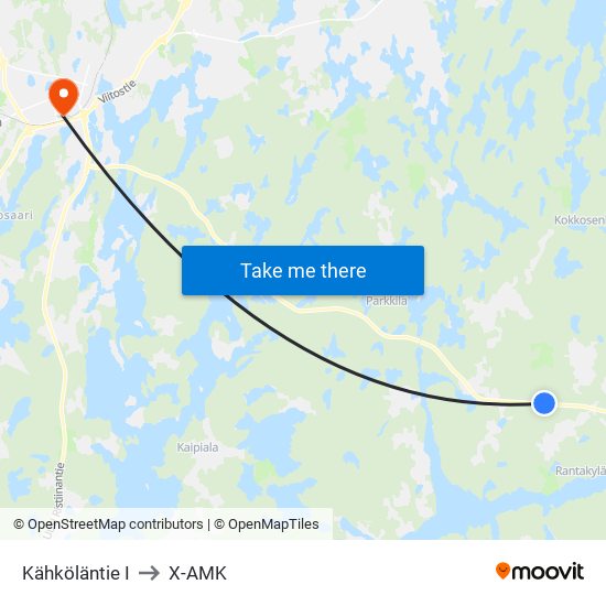 Kähköläntie  I to X-AMK map