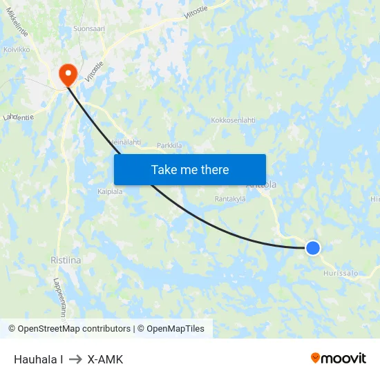 Hauhala  I to X-AMK map