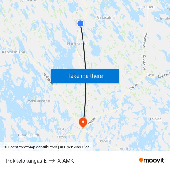 Pökkelökangas  E to X-AMK map