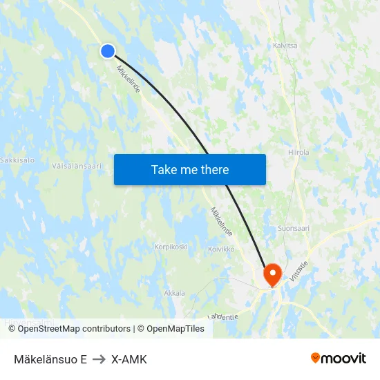 Mäkelänsuo  E to X-AMK map
