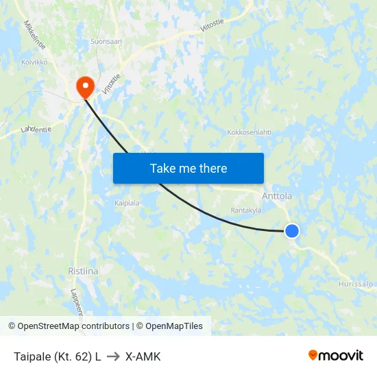 Taipale (Kt. 62)  L to X-AMK map