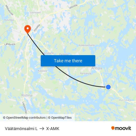 Väätämönsalmi  L to X-AMK map