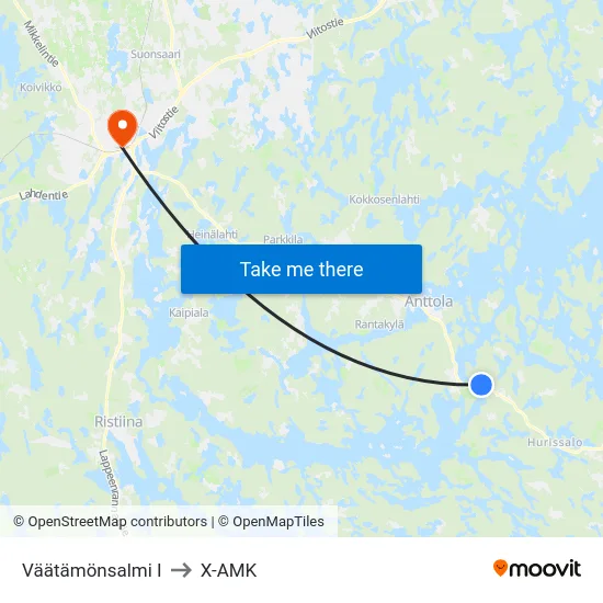 Väätämönsalmi  I to X-AMK map