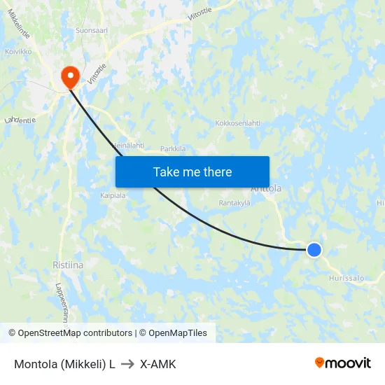 Montola (Mikkeli)  L to X-AMK map