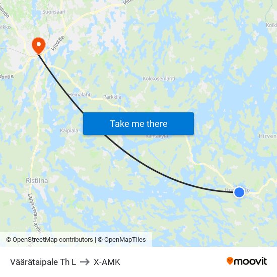 Väärätaipale Th  L to X-AMK map