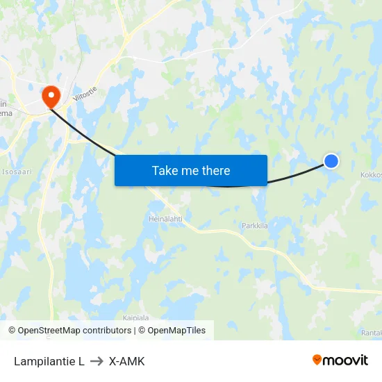 Lampilantie L to X-AMK map