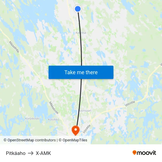 Pitkäaho to X-AMK map