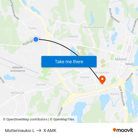 Mutterinaukio L to X-AMK map