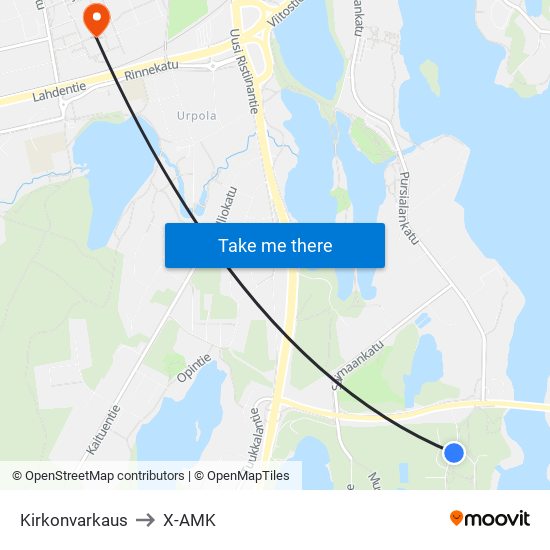 Kirkonvarkaus to X-AMK map