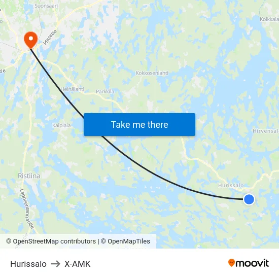 Hurissalo to X-AMK map