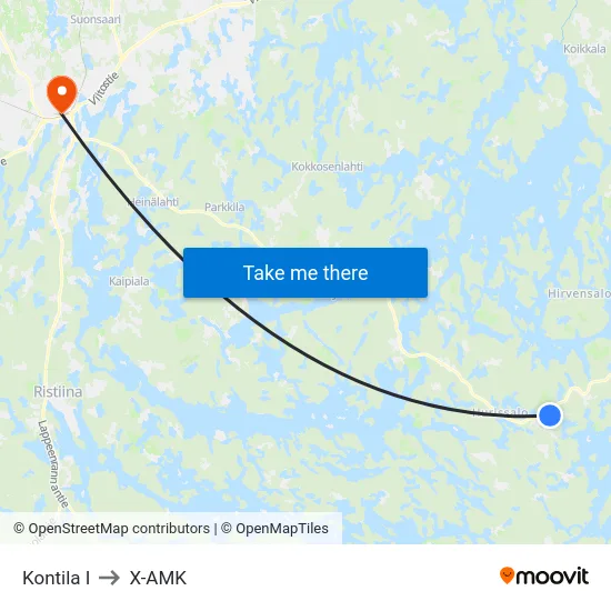 Kontila I to X-AMK map