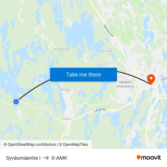 Syväsmäentie I to X-AMK map