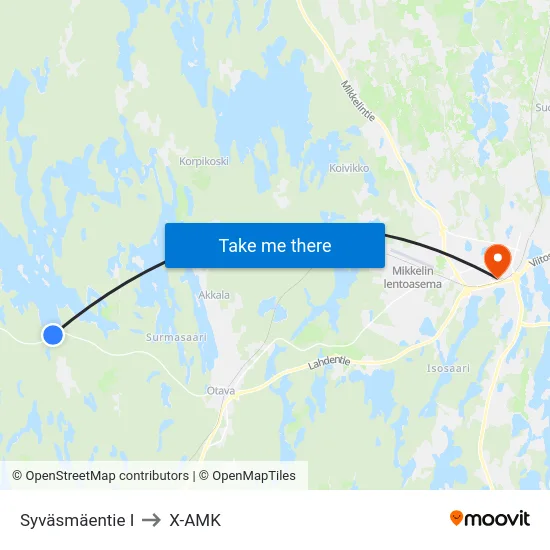 Syväsmäentie I to X-AMK map
