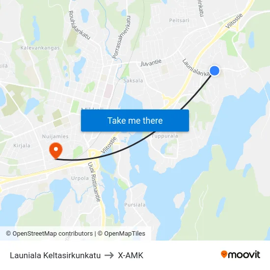 Launiala Keltasirkunkatu to X-AMK map