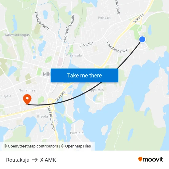 Routakuja to X-AMK map