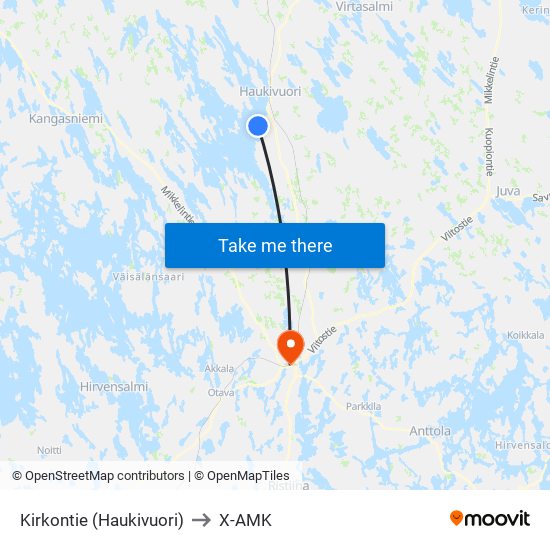 Kirkontie (Haukivuori) to X-AMK map