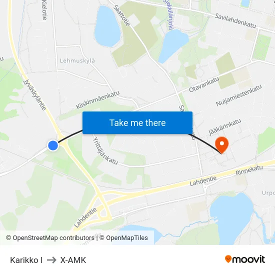 Karikko I to X-AMK map