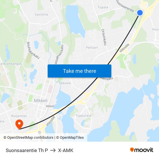 Suonsaarentie Th P to X-AMK map