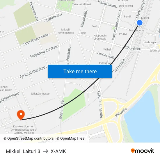 Mikkeli Laituri 3 to X-AMK map