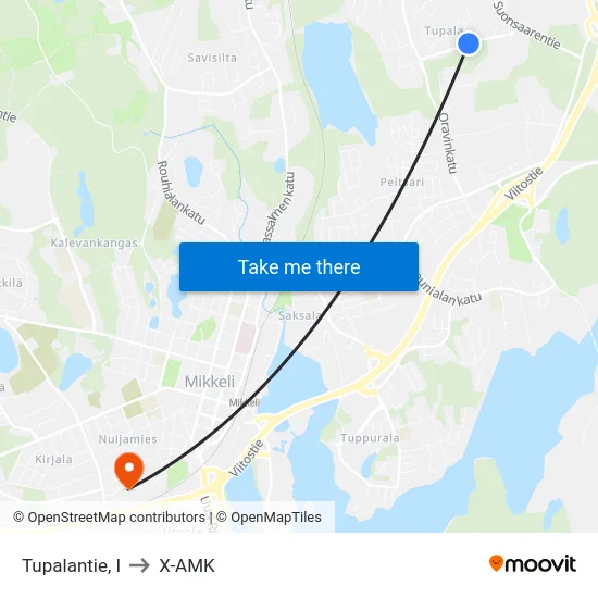 Tupalantie, I to X-AMK map