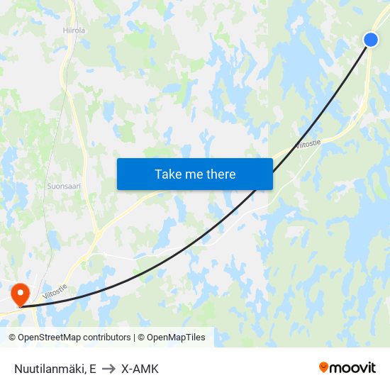 Nuutilanmäki, E to X-AMK map