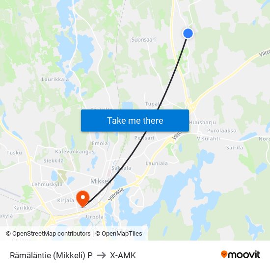 Rämäläntie (Mikkeli) P to X-AMK map