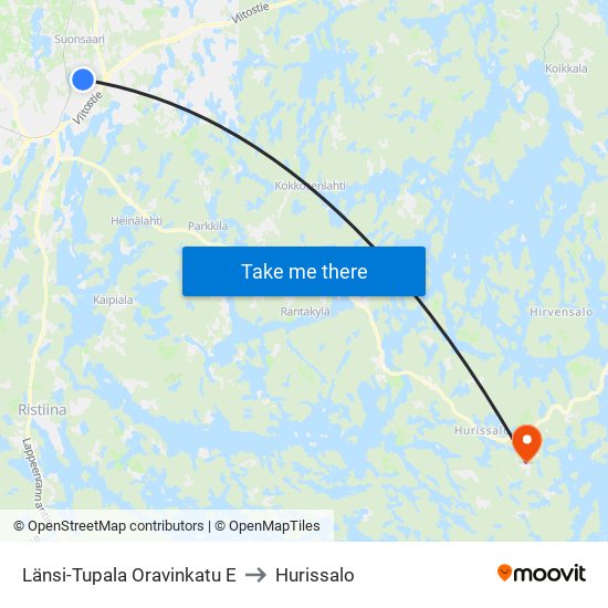 Länsi-Tupala Oravinkatu  E to Hurissalo map