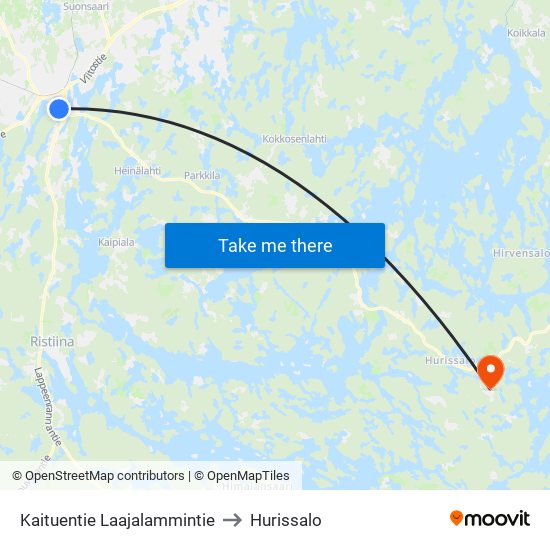 Kaituentie Laajalammintie to Hurissalo map