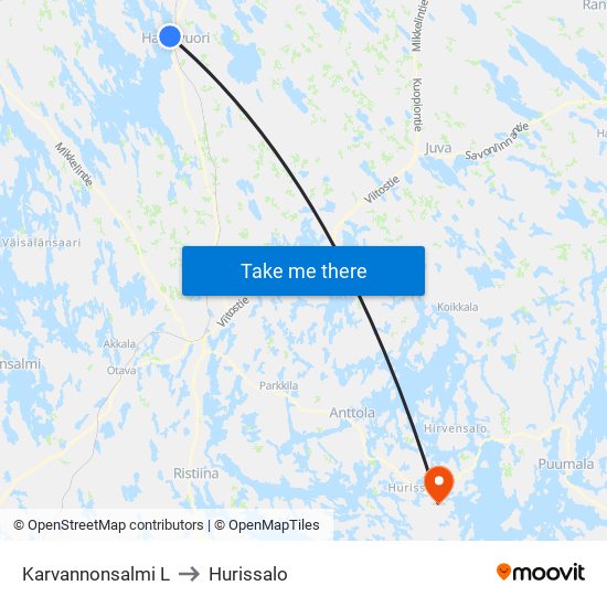 Karvannonsalmi  L to Hurissalo map