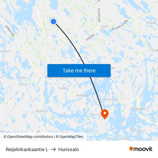 Reijelinkankaantie  L to Hurissalo map