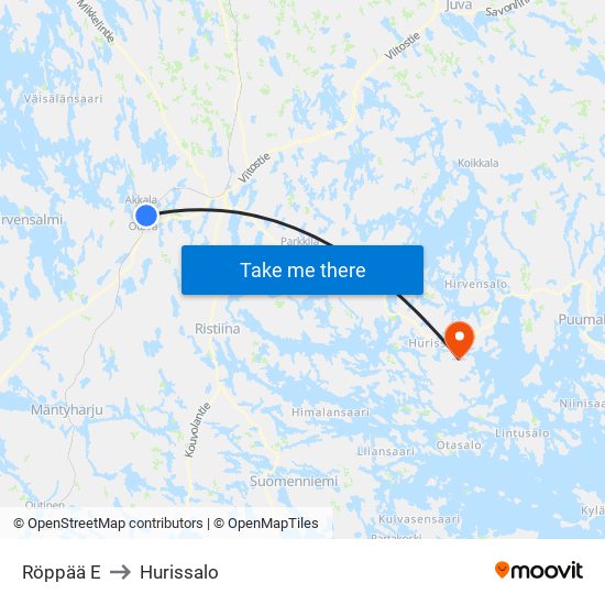 Röppää  E to Hurissalo map