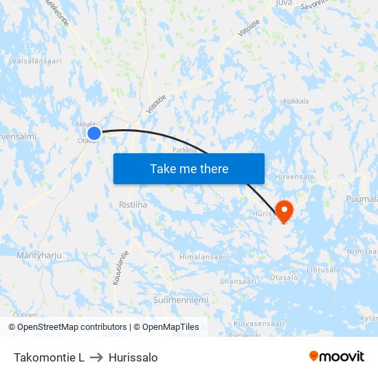 Takomontie  L to Hurissalo map