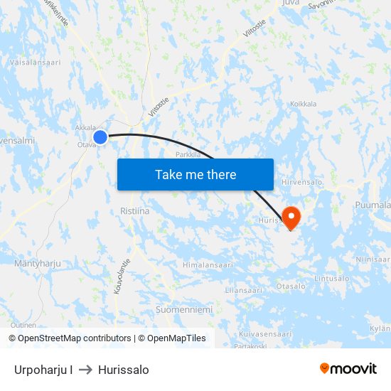 Urpoharju  I to Hurissalo map