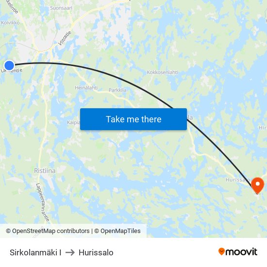 Sirkolanmäki  I to Hurissalo map