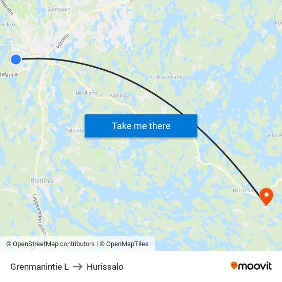 Grenmanintie  L to Hurissalo map