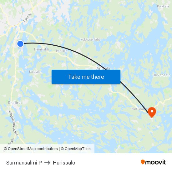 Surmansalmi  P to Hurissalo map