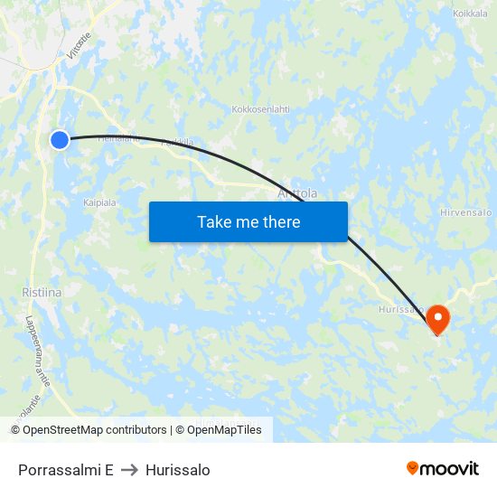 Porrassalmi  E to Hurissalo map