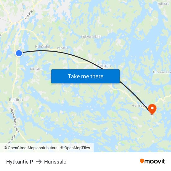 Hytkäntie  P to Hurissalo map