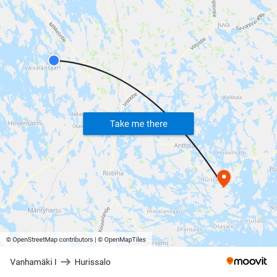 Vanhamäki  I to Hurissalo map
