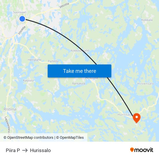 Piira  P to Hurissalo map