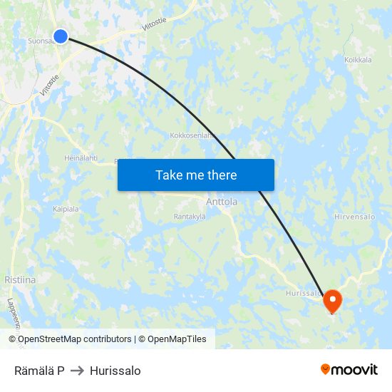 Rämälä  P to Hurissalo map