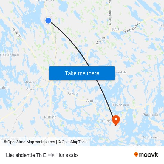 Lietlahdentie Th  E to Hurissalo map