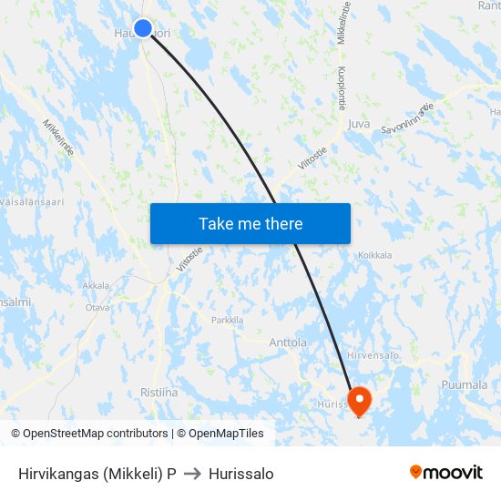 Hirvikangas (Mikkeli)  P to Hurissalo map