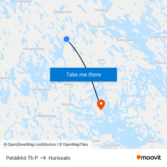 Petäikkö Th  P to Hurissalo map