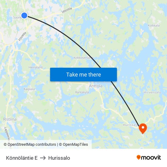 Könnöläntie  E to Hurissalo map